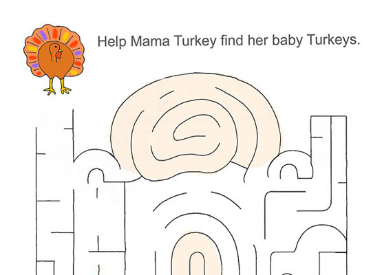 Turkey maze worksheet