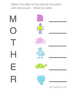 Mothers Day Letter Match Worksheet – National Kindergarten Readiness